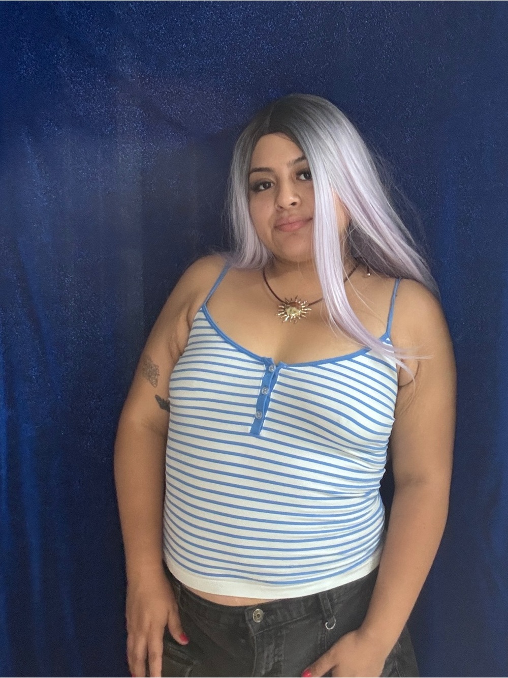 wild fable Blue and White Striped Button-Front Cami